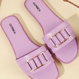 CORSICA Women Purple Solid Synthetic Open Toe Flats-picture-23