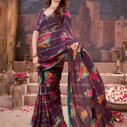 Anouk Rustic Floral Poly Georgette Saree-picture-11
