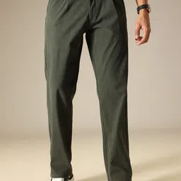Banana Club Men Green Textured Classic Corduroy Pleated Trousers-picture-14