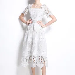 JC Collection Women Self Design Flared Sleeve Fit & Flare Midi Dress-image-71