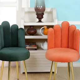 Shadowkart 2-Pcs Orange-Colored & Green Ottoman Stools-2