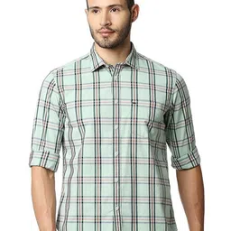 Basics Men Relaxed Fit Spread Collar Tartan Checked Cotton Casual Shirt-image-83