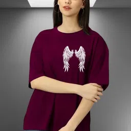 Kasendra Oversized Graphic Round Neck Drop Shoulder Sleeves Printed Cotton T-shirt-picture-26