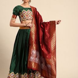 Fabcartz Woven Design Semi-Stitched Lehenga With Blouse & Dupatta-image-54