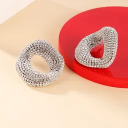 StyleCast Silver Plated Rhinestones Studded Contemporary Studs-picture-40
