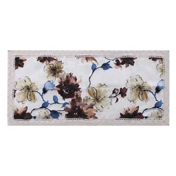 Kuber Industries Brown & Cream-Colored Floral Printed Table Runner With Lace Border image 4