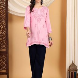 Poshak Chikan Studio Floral Embroidered Chikankari Chikankari Kurti-picture-29