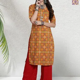 HERE&NOW Selection Of 2 Ethnic Motifs Printed Round Neck Straight Kurta-image-39