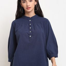 Global Republic Women Solid Mandarin Collar Cotton Top-image-68