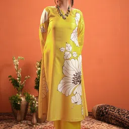 Sangria Floral Designer Printed A-Line Kurta & Trousers-picture-51