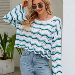 StyleCast Women Striped Crop Pullover-picture-19
