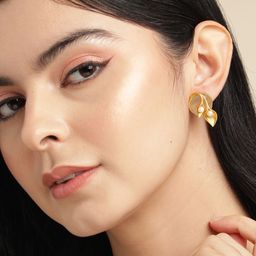Anouk Gold Plated Beaded Leaf Shaped Studs Earrings-91