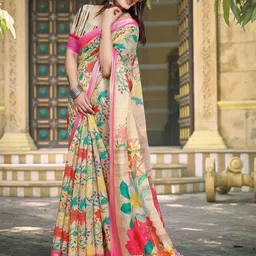 Anouk Floral Printed Zari Saree-33