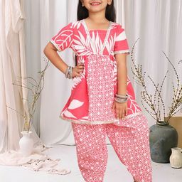 Cutiekins Girls Floral Printed A-Line Kurta with Salwar-picture-15