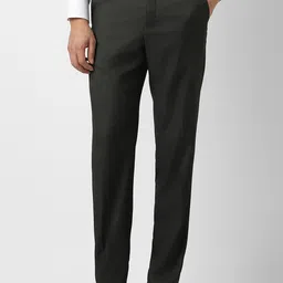 Van Heusen Men Self Design Mid-Rise Regular Fit Trousers-13