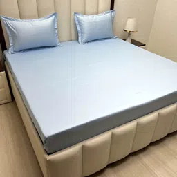 Pure Decor Blue Pure Cotton 260 TC King Bedsheet Set- 2.74 m x 2.74 m-image-82