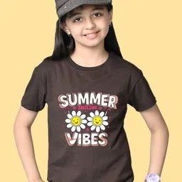 NUSYL Girls Summer Vibes Printed Round Neck Short Sleeves Oversized T-shirt-picture-17