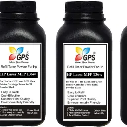 GPS Colour Your Dreams HP Laser MFP 136w Printer Toner Refill Pack Of 4 Bottle With Nozlle 80 gms Black Ink Toner Powder-image-68