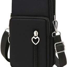 Black Men & Women Sling Bag Nylon Cell Phone Purse - Small Crossbody Bag for Women-image-91