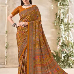 DURGA EMPORIO Floral Pure Crepe Saree-image-34
