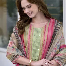 MISS CLOTHING Women Printed Regular Kurta with Trousers & With Dupatta image 4
