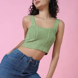 SHOWOFF Crochet Blouson Crop Top-picture-17
