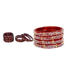 1ST TIME Set Of 12 Maroon Alloy Artificial Stones & Beads Antique Bangles-picture-39