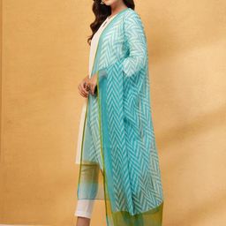 Fabindia Geometric Block Printed Cotton Silk Dupatta-2