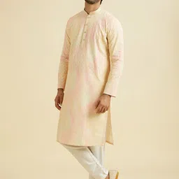 Manyavar Men Printed Regular Chikankari Kurta with Pyjamas image 5