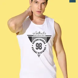 WOOSTRO Pack Of 2 Printed Super Combed Cotton Gym Vests VWS26(ALONE PEACOCK)(98 WHITE)-image-45