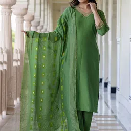 KALINI Women Ethnic Motifs Regular Sequinned Kurta with Trousers & With Dupatta-picture-43