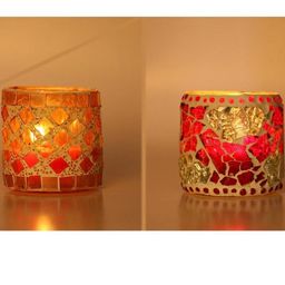 Somil Vibrant Multicolor Glass Candle Holder Add A Touch Of Magic To Diwali, Parties & Candlelight Dinners, Size-7 X 7 X 7 Cm , 7 X 7 X 7 Cm Pack OF 2-picture-22