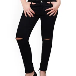 LINARIA Women Classic Slim Fit Slash Knee Jeans-picture-5
