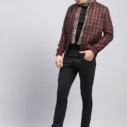 Monte Carlo Men Mock Collar Checked Wool Casual Open Front Jacket image 4