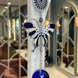 BLUE BEADS Enamelled Butterfly With Evil Eye Wall Hanging-picture-5