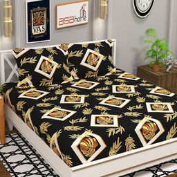 bsb homeAspire Black Floral Printed Microfiber 144 TC Queen Bedsheet Set 2.28 x 2.28 m-image-59