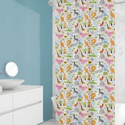 ArtzFolio White & Yellow Printed Water Proof Shower Curtain-image-70