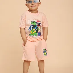 Cutiekins Boys Dino Graphic Printed T-shirt With Shorts-10