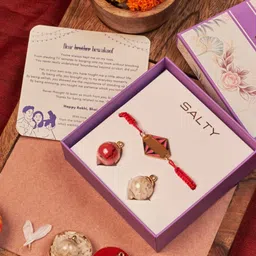 SALTY Set Of 4 Uniquely Your Names Rakhis With Greeting Card & Roli Chawal-52