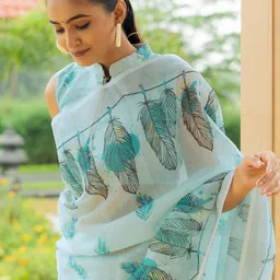 KALINI Floral Printed Muga Saree-image-50