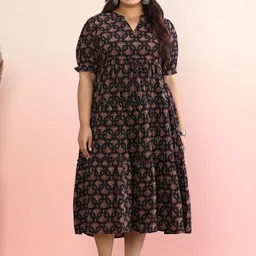 anayna Printed Cotton Fit & Flared Midi Dress-image-95