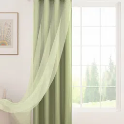 Story@home Green Black Out & Sheer Long Door Curtain-15