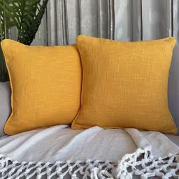 EXPORT HOUSE Mustard Set of 2 Square Cushion Covers-42