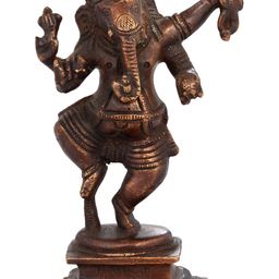 Exotic India Brown Dancing Ganesha Brass Idol Showpiece-image-67