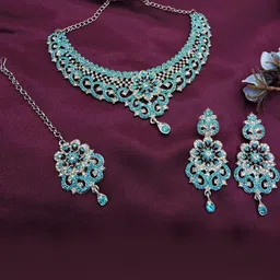 VATSALYA creation Alloy Gold- plated Turquoise Jewellery Set-33