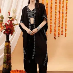 indo street Embroidered Top & Shrug With Palazzos Co-Ords-image-52