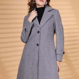 Juelle Women Woollen Notched Lapel Collar Single-Breasted Overcoat-image-14