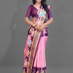Mitera Floral Silk Blend Baluchari Saree-picture-43