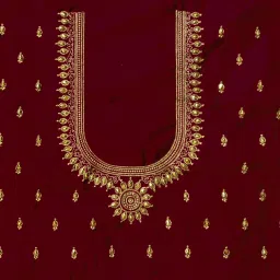 Unstitched Art Silk Blouse Material Embroidered-image-57