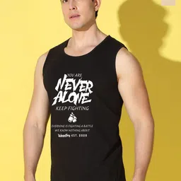 WOOSTRO Pack Of 2 Printed Combed Cotton Gym Vests - VWS26(ALONE RUST)(ALONE BLACK)-image-48